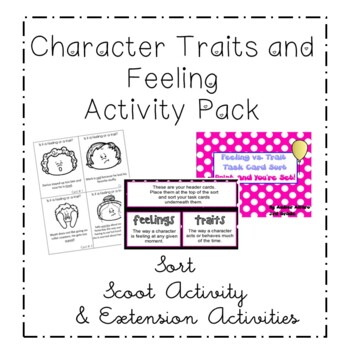 Preview of Feelings vs. Character Trait Sort Activity ~ ELA CCSS Center Activity ~