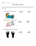 Feet, Inches or Yards Measurement Worksheet