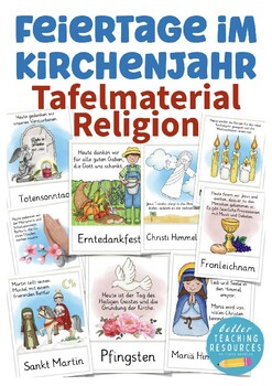 Preview of Feiertage im Kirchenjahr Deutsch Religion Bildkarten (German flash cards)