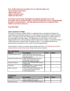 Preview of Feifer Assessment of Math (FAM) Template