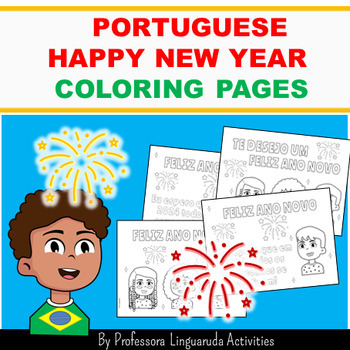 Preview of Feliz Ano Novo 2024 - Happy New Year in Portuguese Coloring pages