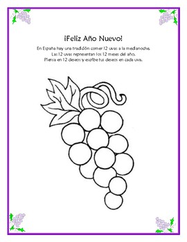 Feliz Ano Nuevo- 12 Uvas/Grapes Activity by Profesora Canisalez | TpT