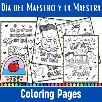 Preview of Feliz Día del Maestro/a| Teacher Appreciation day Spanish Coloring Page gracias