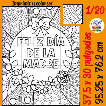 Preview of Feliz Día de la Madre: Póster Colaborativo para Colorear/ Spanish Poster Crafts