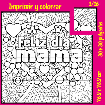 Preview of Feliz Día de la Madre Póster Colaborativo para Colorear; Spanish Poster Crafts