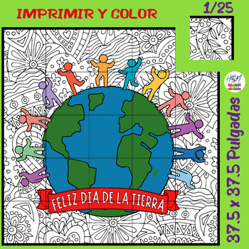 Preview of Feliz Día de la Tierra, Póster Colaborativo para Colorear, Actividades