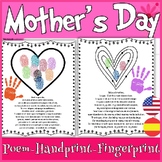 Mothers day handprint Keepsake art Craft (Spanish & Englis