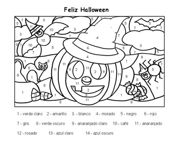 Preview of Feliz Halloween Jack O'Lantern/Bat Coloring Sheets Spanish