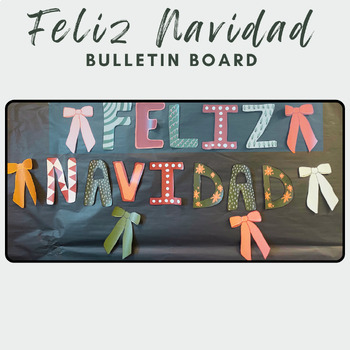 Preview of Feliz Navidad Bulletin Board Spanish Christmas - Editable in Canva