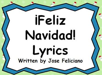 Preview of Feliz Navidad lyrics by Jose Feliciano