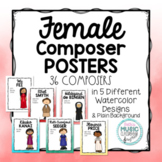 Female Composer Posters, 36 Composers in 5 Watercolor Designs