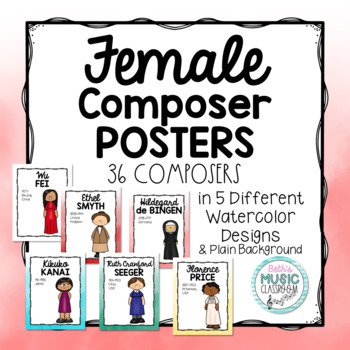 Preview of Female Composer Posters, 36 Composers in 5 Watercolor Designs