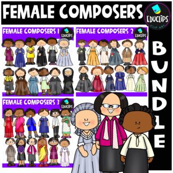 Preview of Female Composers Clip Art Bundle {Educlips Clipart}