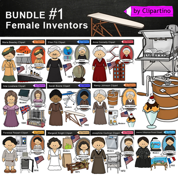 Preview of Female Inventors Clip Art BUNDLE  part1 (Female Inventors by Clipartino)