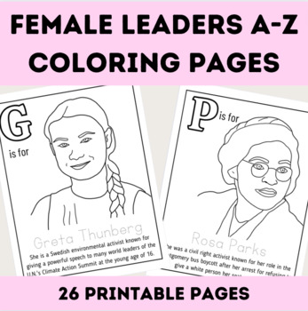 Preview of Female Leaders (A to Z) Coloring Pages