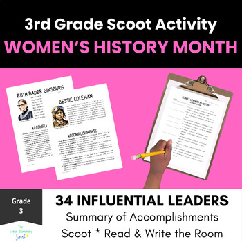 Preview of Female Leaders Scoot for Women's History Month- 3rd Grade