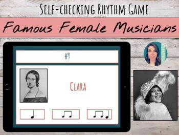 Preview of Female Musician Self-checking Digital Rhythm (Boom) Cards