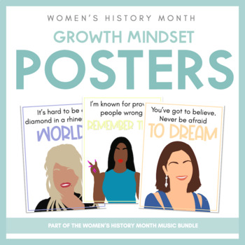 Preview of Women's History Month | Musicians Growth Mindset Posters