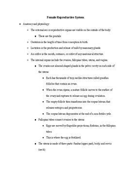 Preview of Female Reproductive System Notes