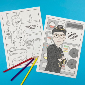 Preview of Famous female scientist coloring pages with quotes (Women's history month)
