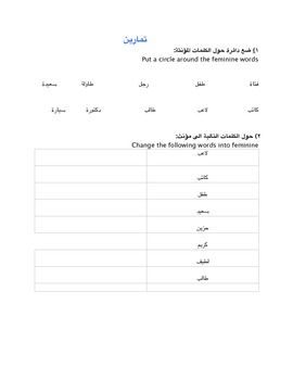 Preview of Feminine Nouns Arabic Grammar
