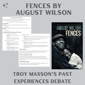 Preview of Fences by August Wilson Debate: Troy Maxson Character Analysis w/ Rubrics