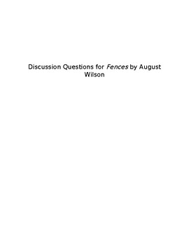 Preview of Fences Discussion Questions
