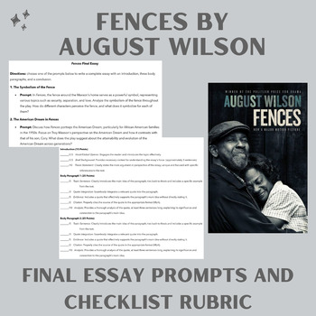 Preview of Fences Final Essay Assignment: Exploring Themes & Characters - Literary Analysis