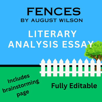 Preview of Fences by August Wilson Essay Task and Brainstorming Page -- FULLY EDITABLE