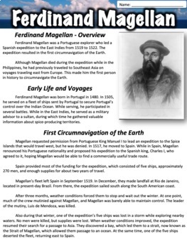 Preview of Ferdinand Magellan Worksheet - PDF and Google Slides