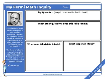 Preview of Fermi Math Inquiry Worksheet | Graphic Organizer & Problem-Solving Framework