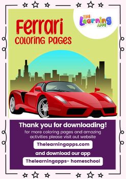 Preview of Ferrari Printable Worksheets Coloring Pages | MCPO