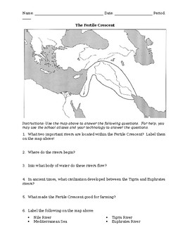 Fertile Crescent Map Worksheet Answers