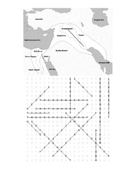 Fertile Crescent Mapping Worksheet W/Word Search by Northeast Education
