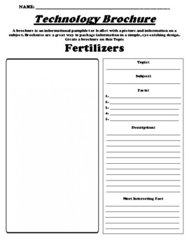 Preview of Fertilizers "Informational Brochure" Worksheet & WebQuest