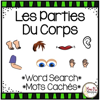 Preview of Les Parties Du Corps Word Search/Mots Cachés - FRENCH