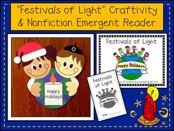 Preview of Festivals of Light - Holiday Craftivity & Emergent Reader Pack
