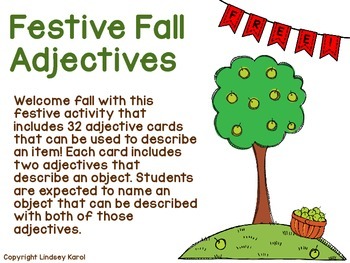 Preview of Festive Fall Adjectives FREEBIE