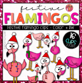 Festive Flamingo Clips | Holiday Clipart