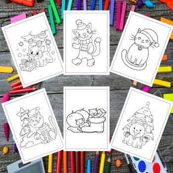 Festive Fun Awaits: Printable Christmas Cat Coloring Pages Collection