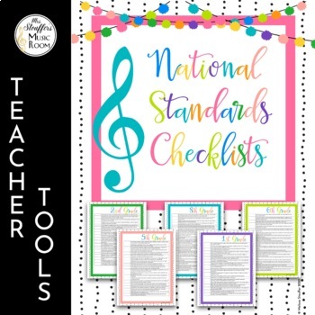 Preview of Festive National Music Standards Checklist Music Classroom Decor
