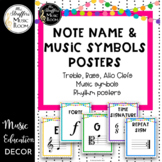 Festive Note Name & Music Symbols Posters Music Classroom Decor