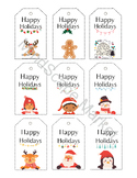 Festive PDF Download: Happy Holidays Cute Design Gift Tags