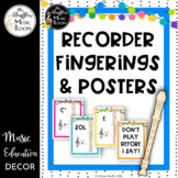Festive Recorder Fingering Posters Music Classroom Decor