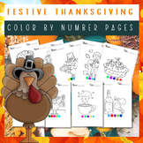 Festive Thanksgiving Color by Number Pages