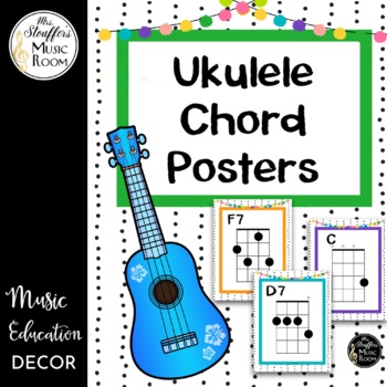 Ukulele Fretboard & Chord Chart Instructional Poster GCEA Tuning Uke Soprano Concert Tenor A New Song Music 11x17