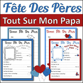 Preview of Fête des pères -French fathers day questionaire Letter Writing Activity