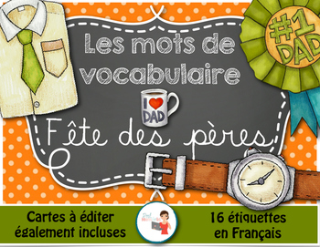 Preview of FRENCH VOCABULARY CARDS FÊTE DES PÈRES - Mots de vocabulaire - script et cursif