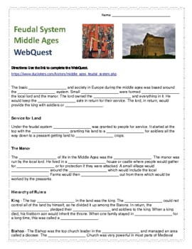 Preview of Feudal System Middle Ages WebQuest