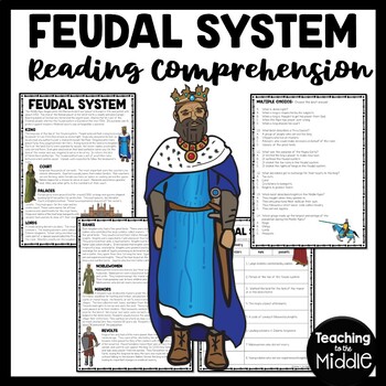 Preview of Feudal System Reading Comprehension Worksheet Middle Ages Medieval